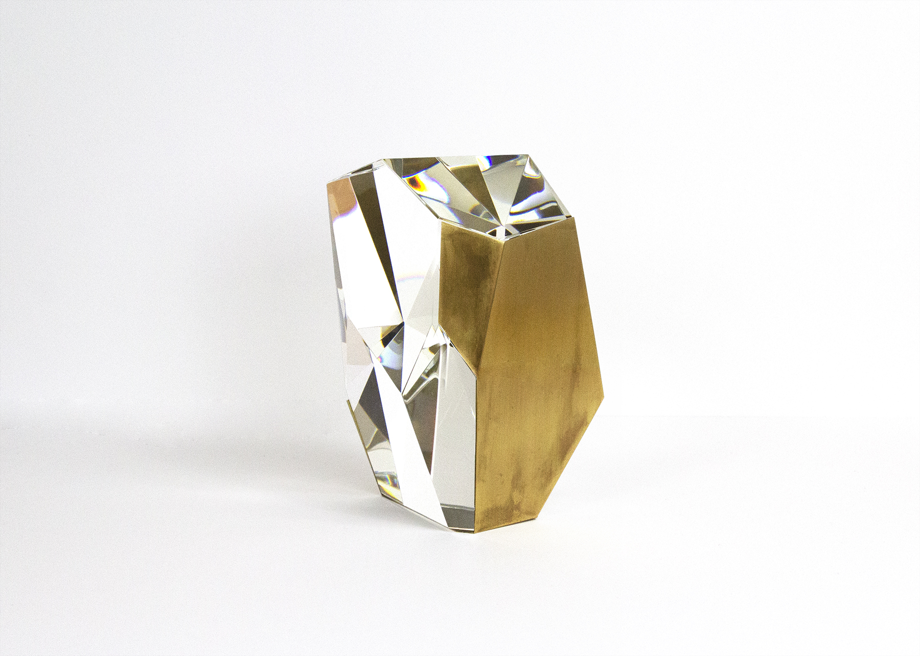 Modern crystal and brass tabletop decoration