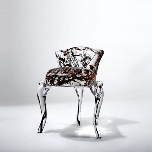 Crystal Tufted Armchair featuring encased natural branch detailing