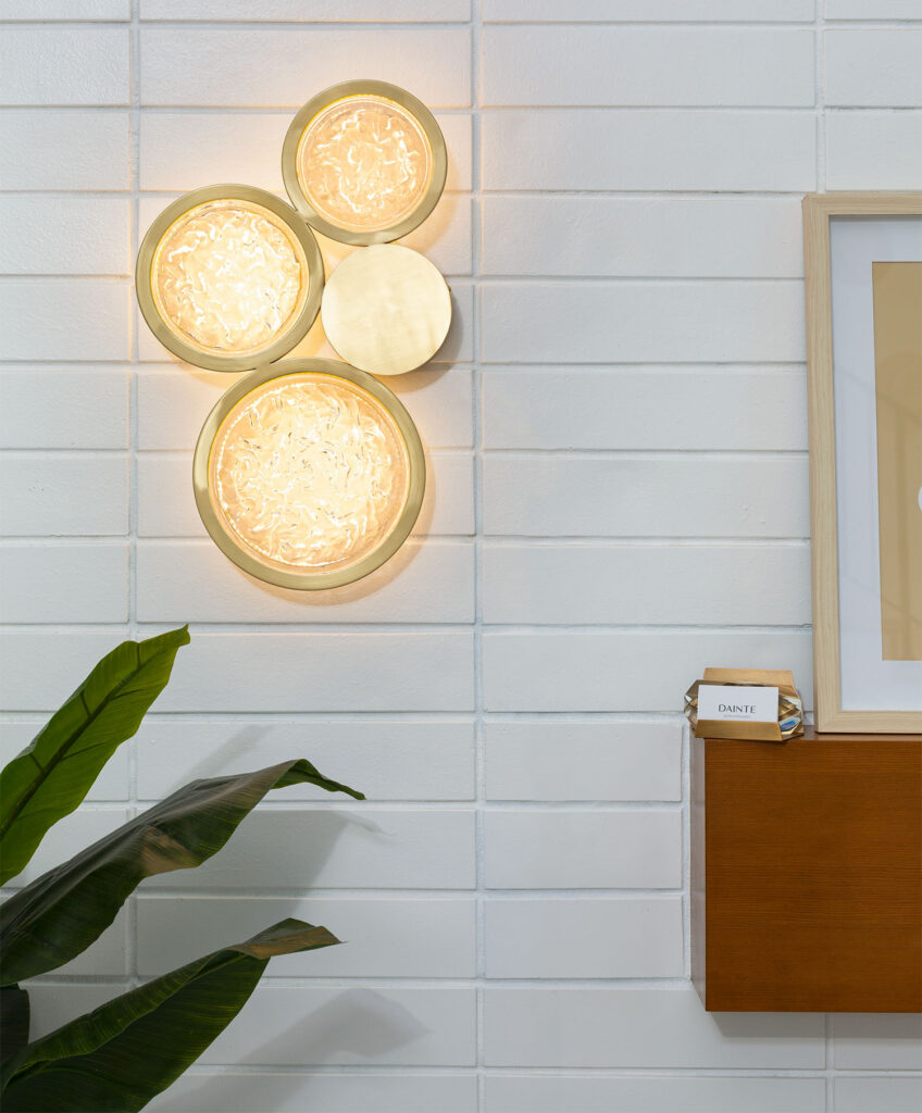 Brass Wall Sconce Lighting – Crystal and Brass Circles