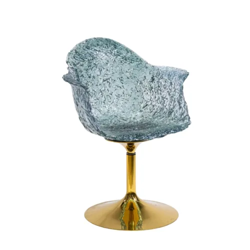 Stitch Swivel Chair with transparent polycarbonate and hand-stitched detailing